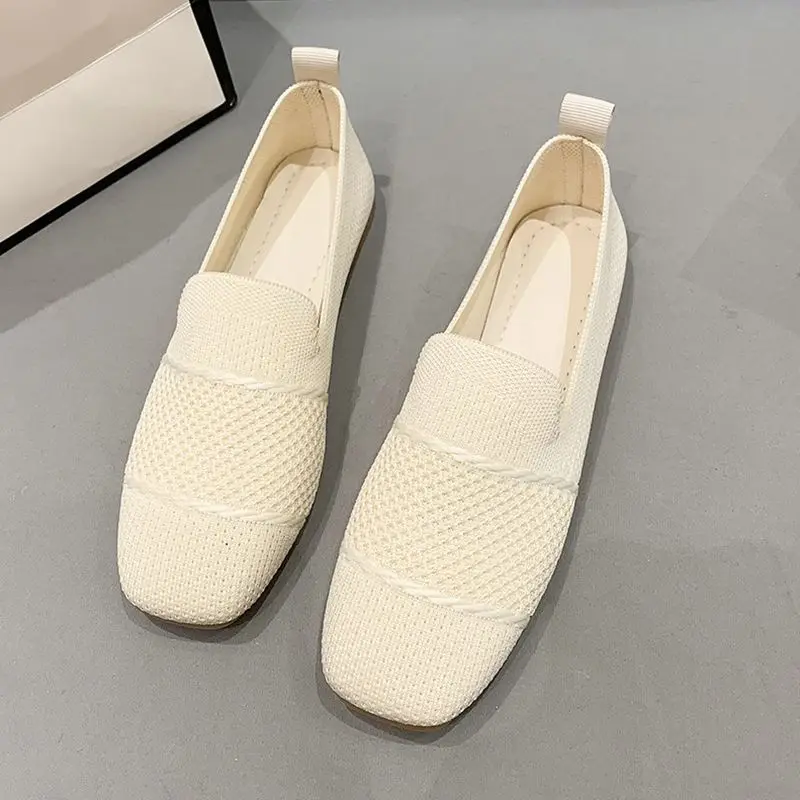 2023 New Summer Mesh Square Toe Breathable Women Shoes Fashion Hollow Out Casual Flat Shoes for Women Zapatos De Mujer