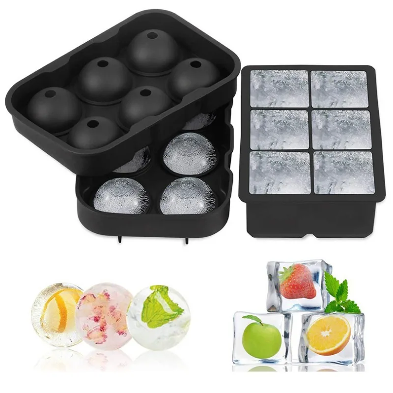 4/6/8 Grid Ice Ball Mold Whiskey Hockey DIY Ice Maker Hockey Silicone Mold Accessories Frozen Mini Ball Maker Mold Kitchen Tool