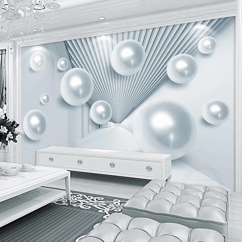 Custom Wallpaper 3D Space Circle Ball Creative Modern Blue Mural Geometry Living room sofa TV background wall bedroom restaurant