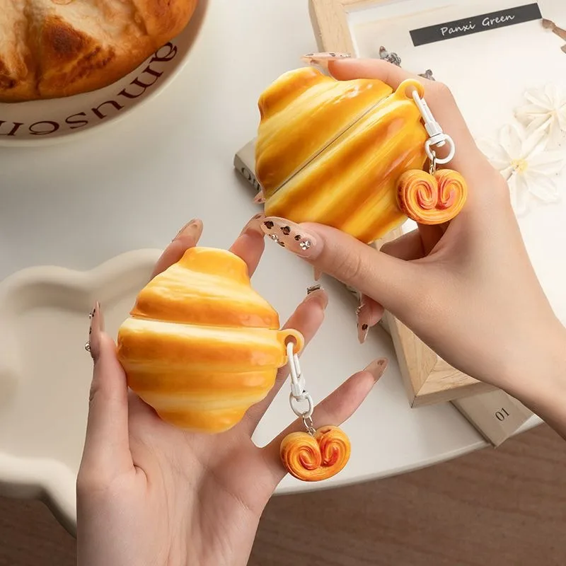 

For Huawei Freebuds 4 4i 4E 5 5i 6i SE2 SE3 Pro 2 3 4 Clip Case 3D Croissant Silicone Earphone Protective Case With Pendant