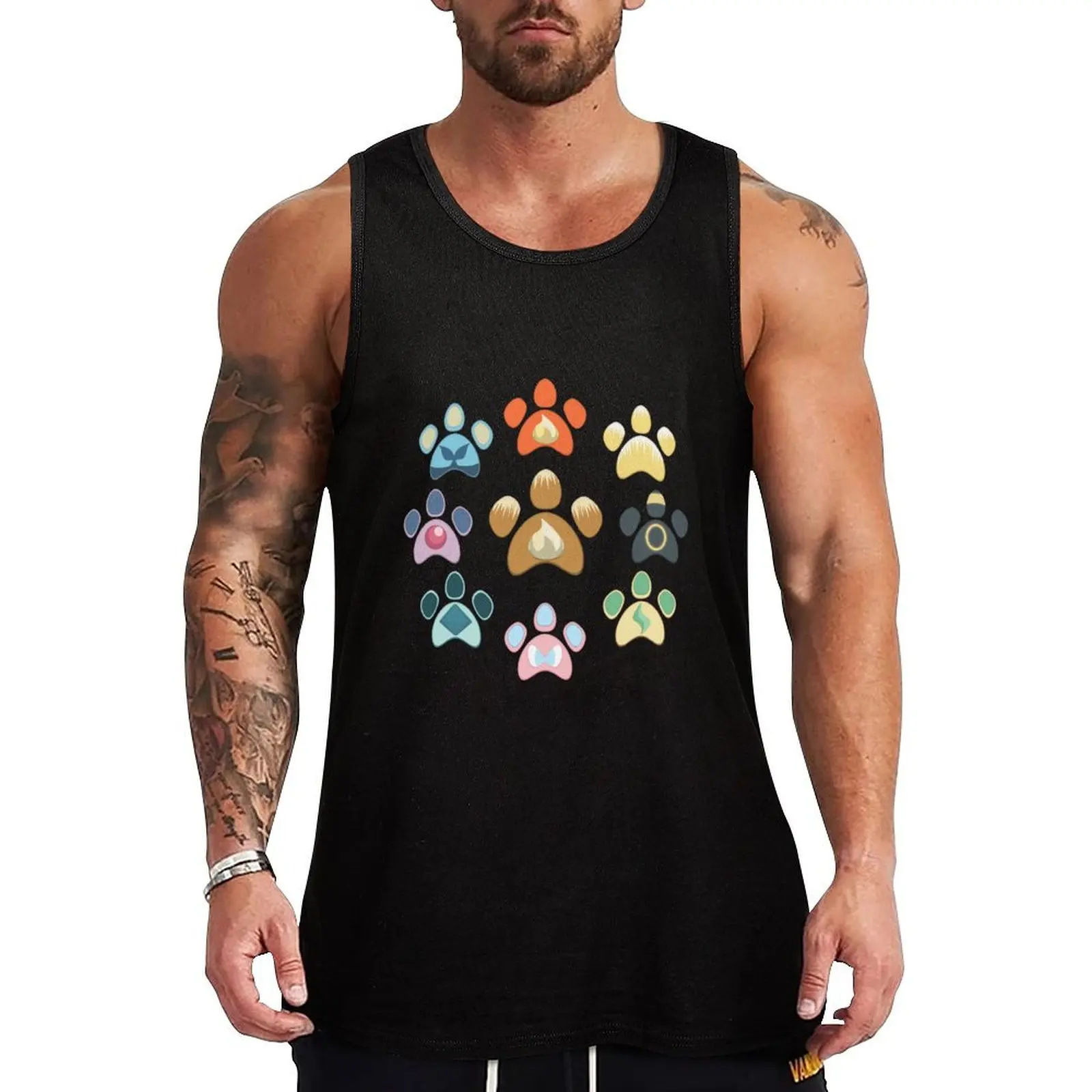 

Eeveelution Pawprints Tank Top man vest Men's sleeveless gym shirts