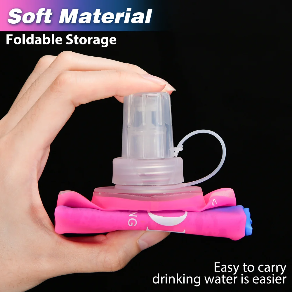 NEWBOLER Water Bottle Folding Soft Flask Sport Water Bottle Water Bag Collapsible Running Camping Hiking Portable Light BPA Free view 5