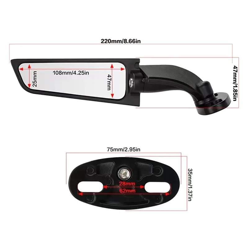 SYW-Wind Adjustable Rotating Rearview Mirror Accessories For GSXR Honda Kawasaki Ducati