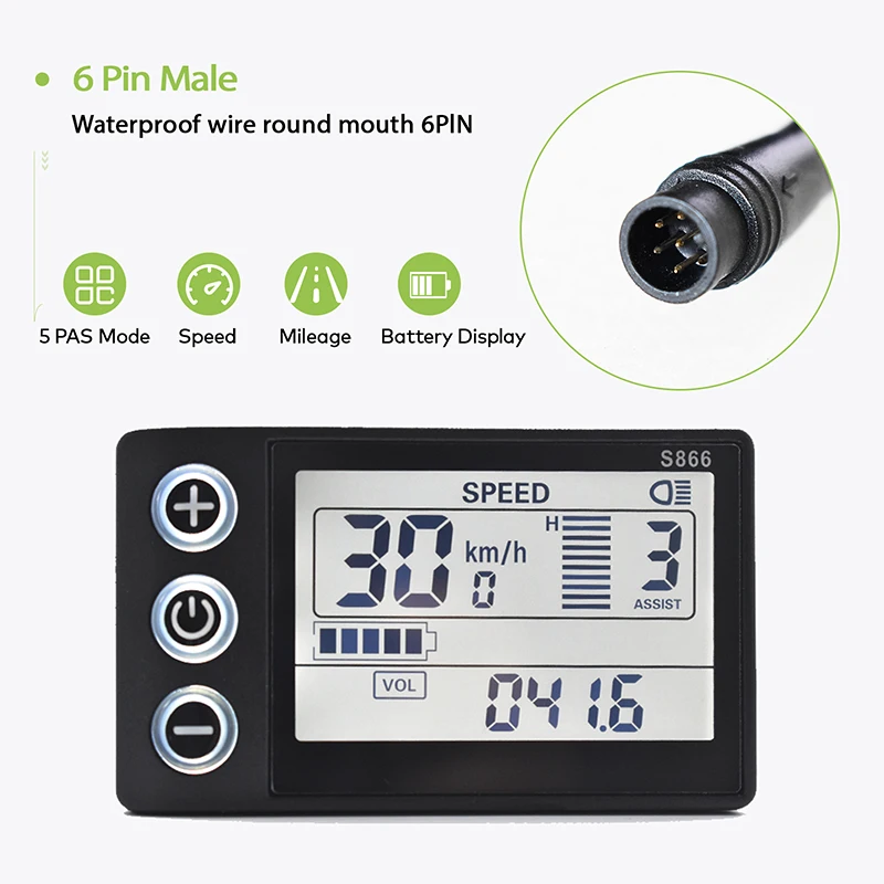 S866 Electric Bicycle Display Digital Cable Ebike Smart Bike Computer Bicycle Speedometer Waterproof Road Mtb Cycling Odometer image 3