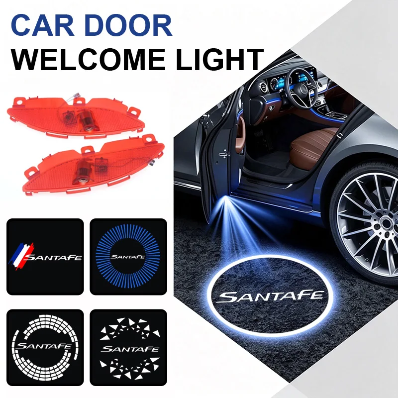 2 Stück LED-Türbeleuchtung für Hyundai Santa-Fe Santafe 2013-2017 2014 2015 2016, Projektor für Willkommenslicht, Geister-Schattenlampe, Zubehör