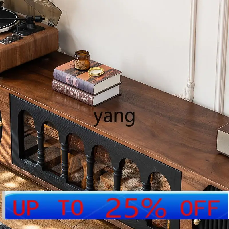 

LMM black walnut double color TV cabinet integrated storage storage audio-visual combination cabinet