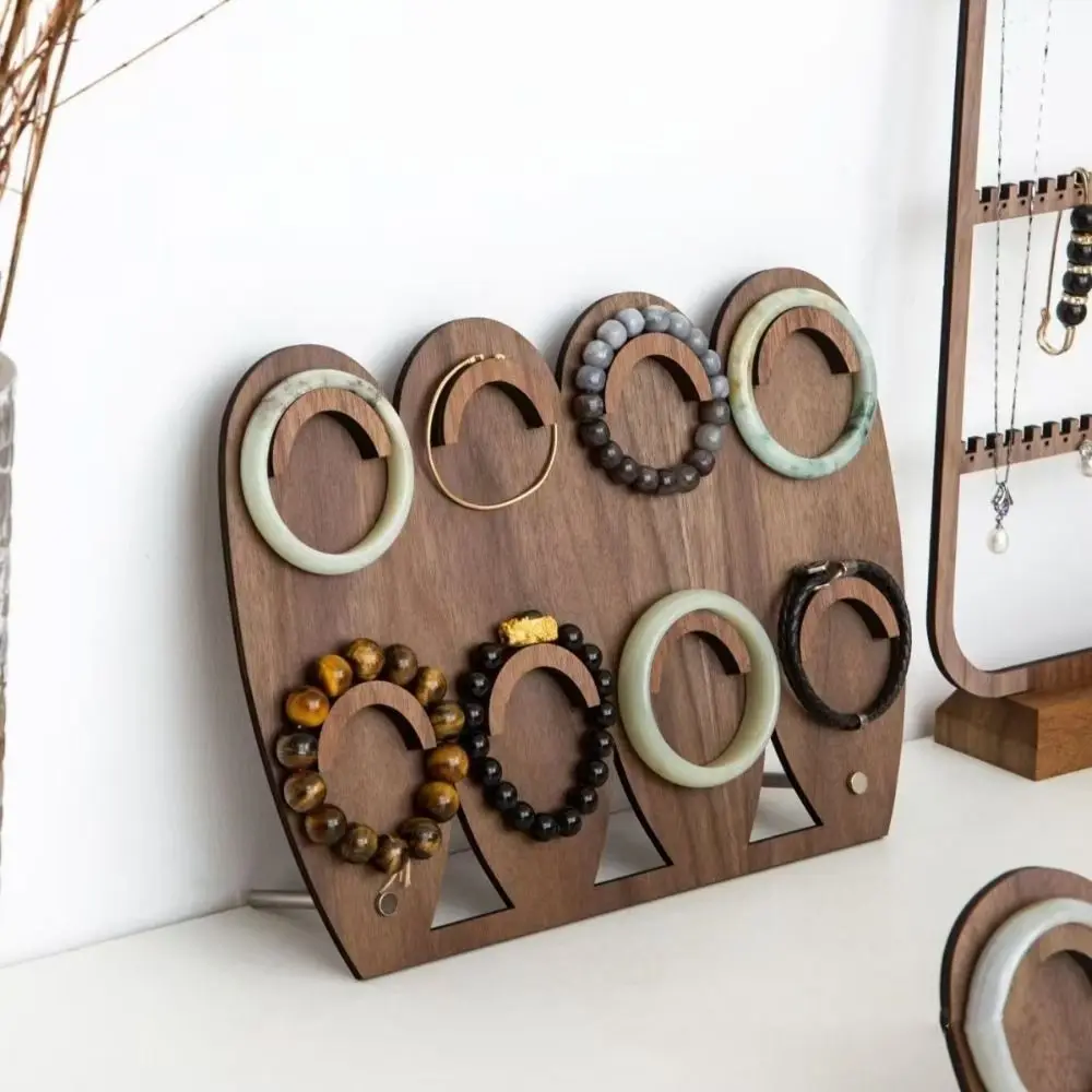 Portable Wood Bracelet Tray Organizer Hand Bangle Necklace Display Stand Storage Case Ornaments Bracelet Display Rack Gift