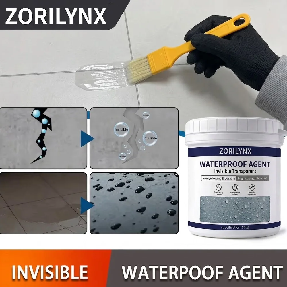 Transparent Invisible Waterproof Agent Anti Leak Glue for Bathroom Toilet Tile Roof Wall Cracks Sealant Coating with Brush Tools