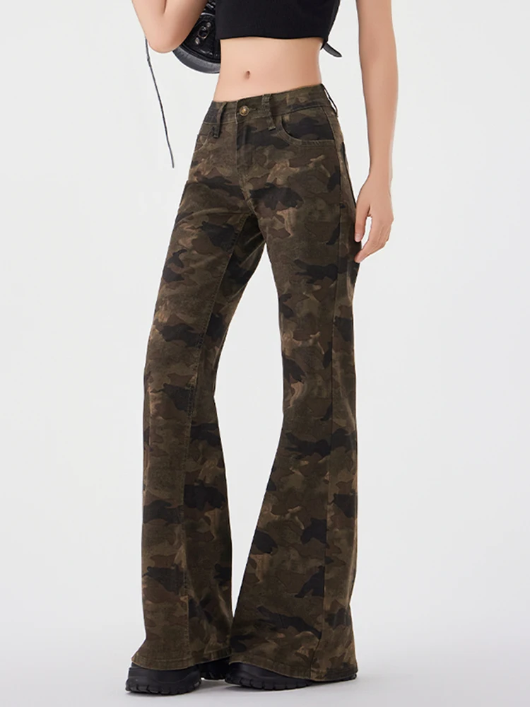 

Женские камуфляжные джинсы Y2k в стиле ретро, сексуальная уличная одежда с низкой талией, повседневные американские джинсовые брюки, винтажные джинсы в стиле Харадзюку, новинка