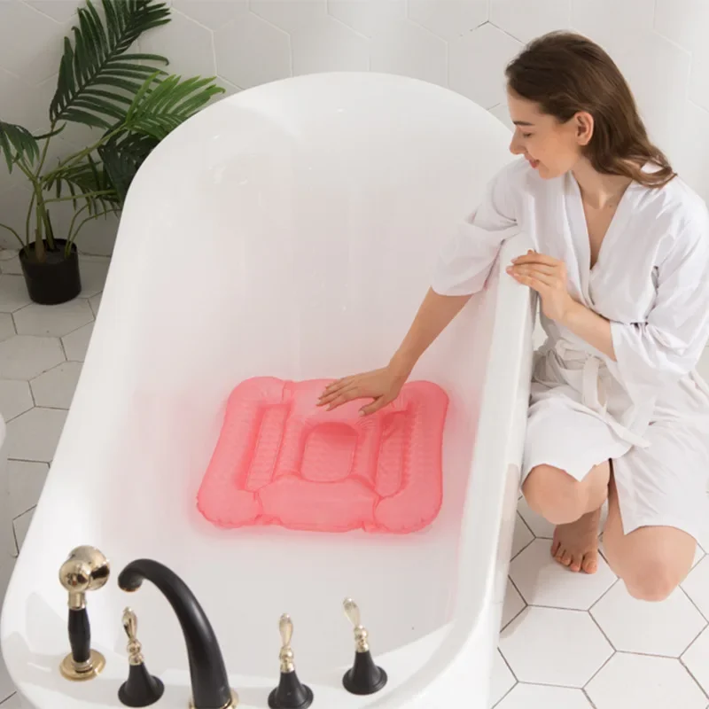 Inflatable Spa Booster Seat Mat Chair for a Comfortable Tub Spa Pad Pool Bathtub Water Injection Pillow for Bathroom Accessories