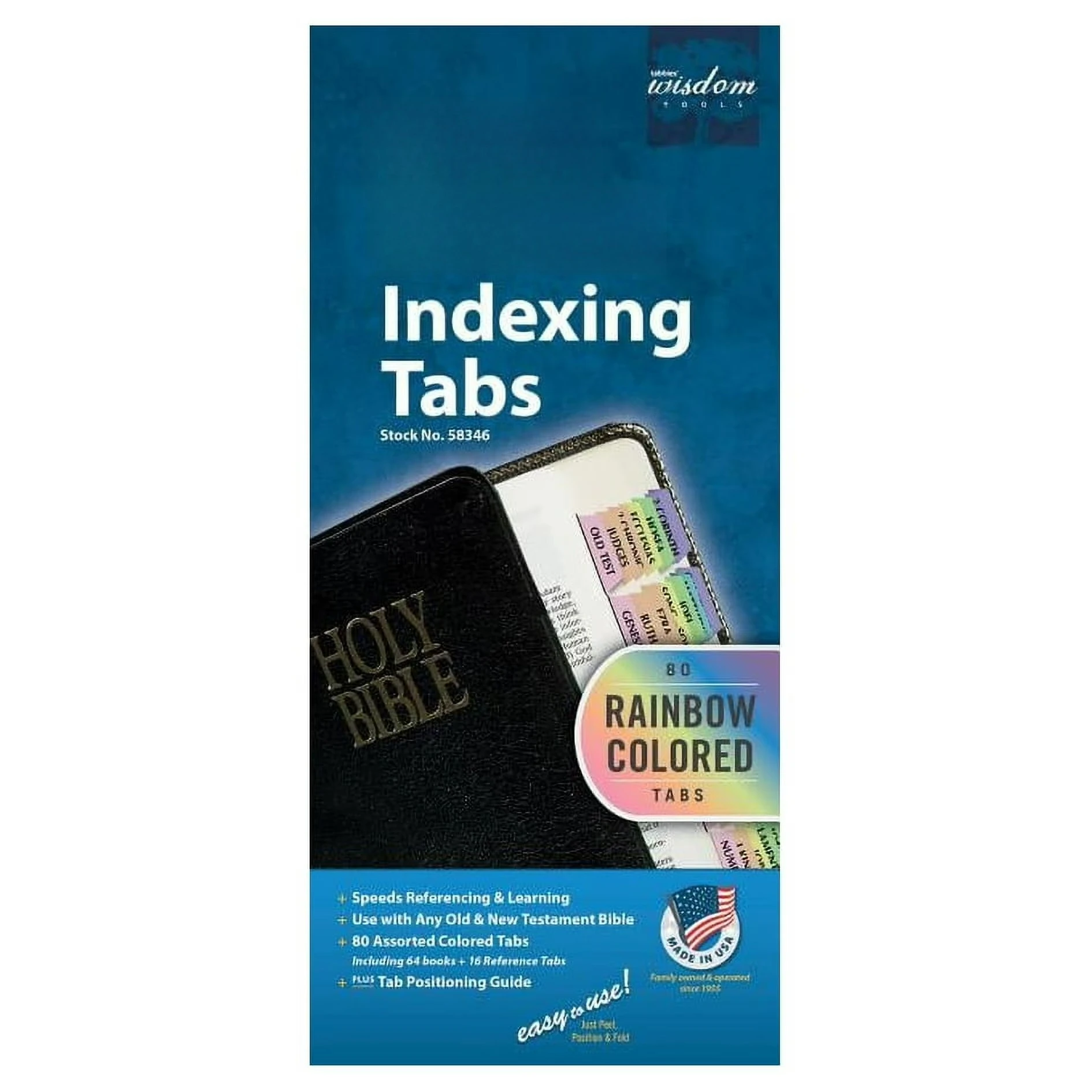 

Bible Tabs Self-Adhesive Rainbow Index Tabs, 80 Count