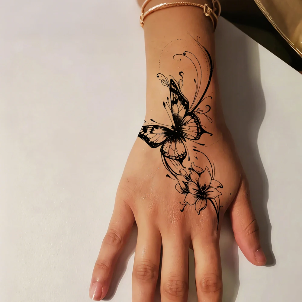 3pcs Butterfly Pattern Temporary Tattoos for Women Men Waterproof Flower Tattoo Stickers Fake Tattoo Women Hand Tattoo