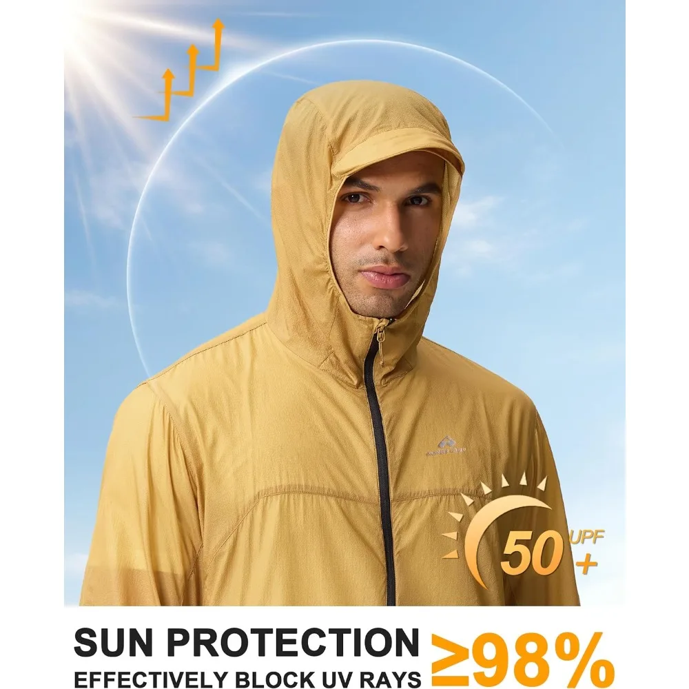 Pioneer Camp Men's Ultralight Sun Protection Hoodie Jacket UPF 50+ Packable Breathable Water Repellent Hiking Outdoor Golf