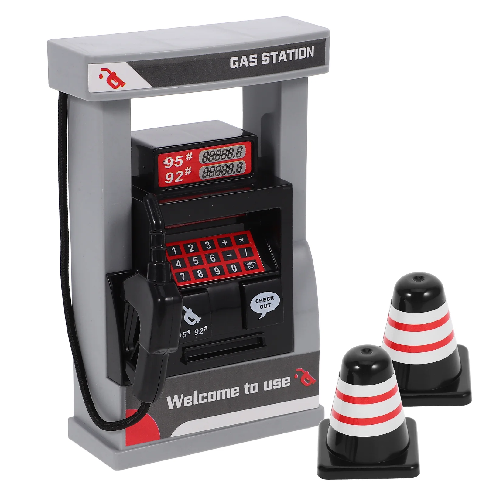 Model Play House Simulation Gas Station Plus 2 Roadblocks Children's Toys Boy Car Decorations Miniature