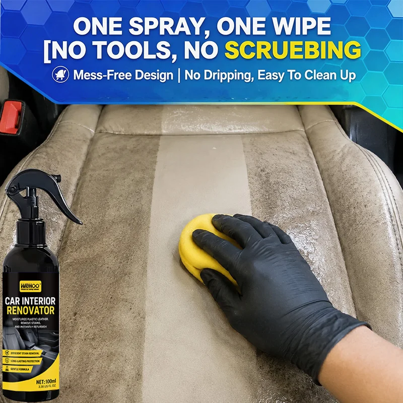 Car Interior Foam Cleaner – Removes Dirt, Grease & Stains from Seats, Carpets & Dash, Safe for Fabric, Leather & Plastic