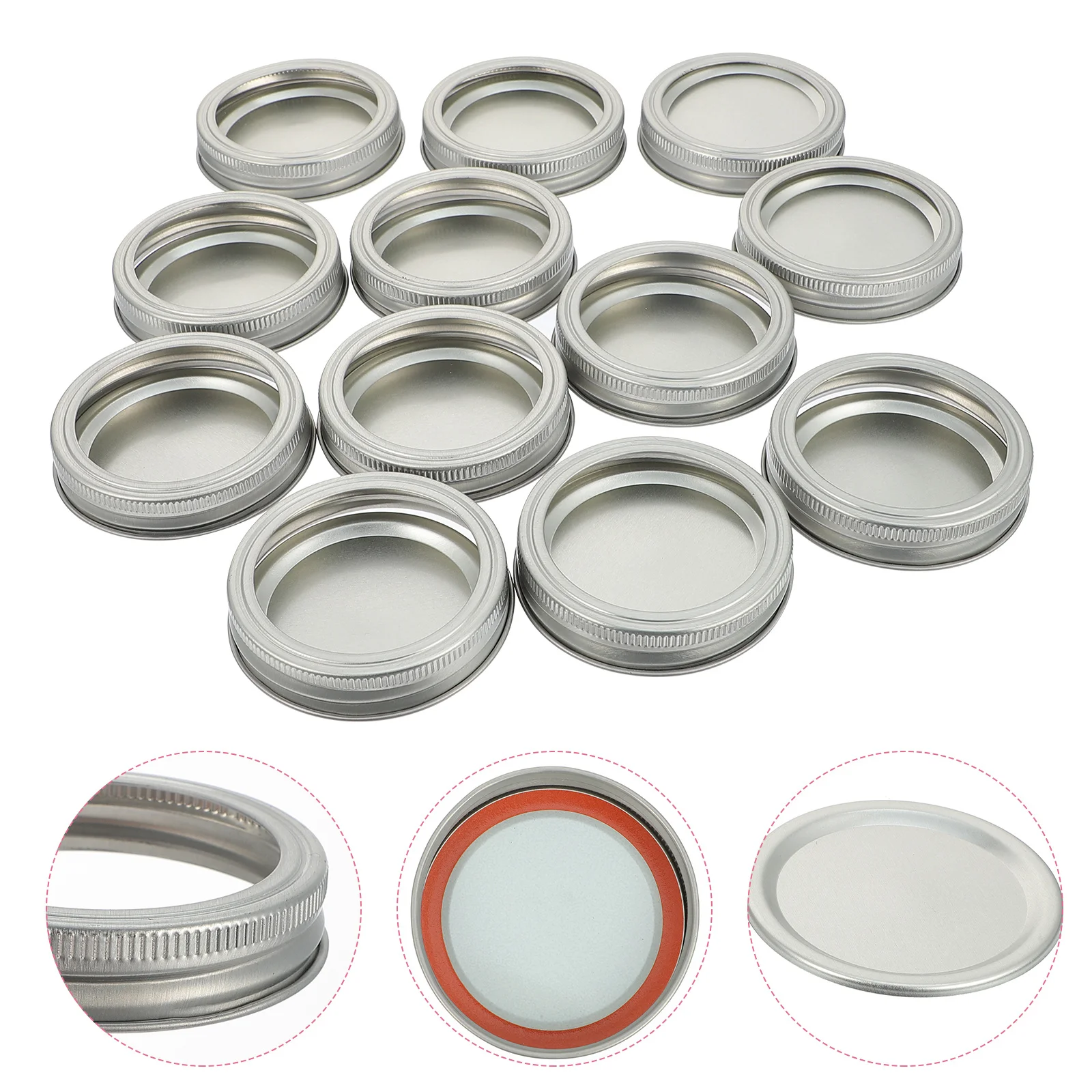 

12 set Tinplate Lids 70Mm Regular Mouth Leak Proof Sealing Caps For Jars Canning Replacement Lids Jars Bands Set Kitchen Storage