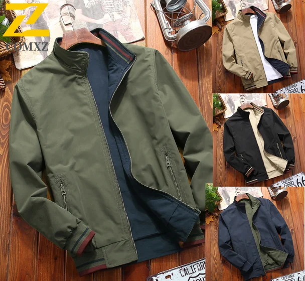 

Мужская двусторонняя осенняя повседневная однотонная ветровка для спорта на открытом воздухе, рыбалки и путешествий, легкая двусторонняя куртка для пешего туризма