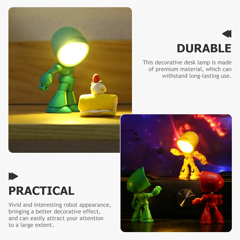 

Robot Table Lamp Kids Bedroom Nightlight Night Light For Table LED Students Learning Bedside Warm Small Desk PVC