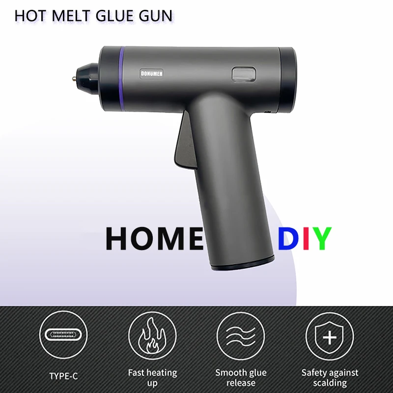 DONUMEH Electric Hot Melt Glue Gun 3.6V Lithium Battery Cordless Glue with Glue Stick 150mm Home DIY Household Tools Repair Tool