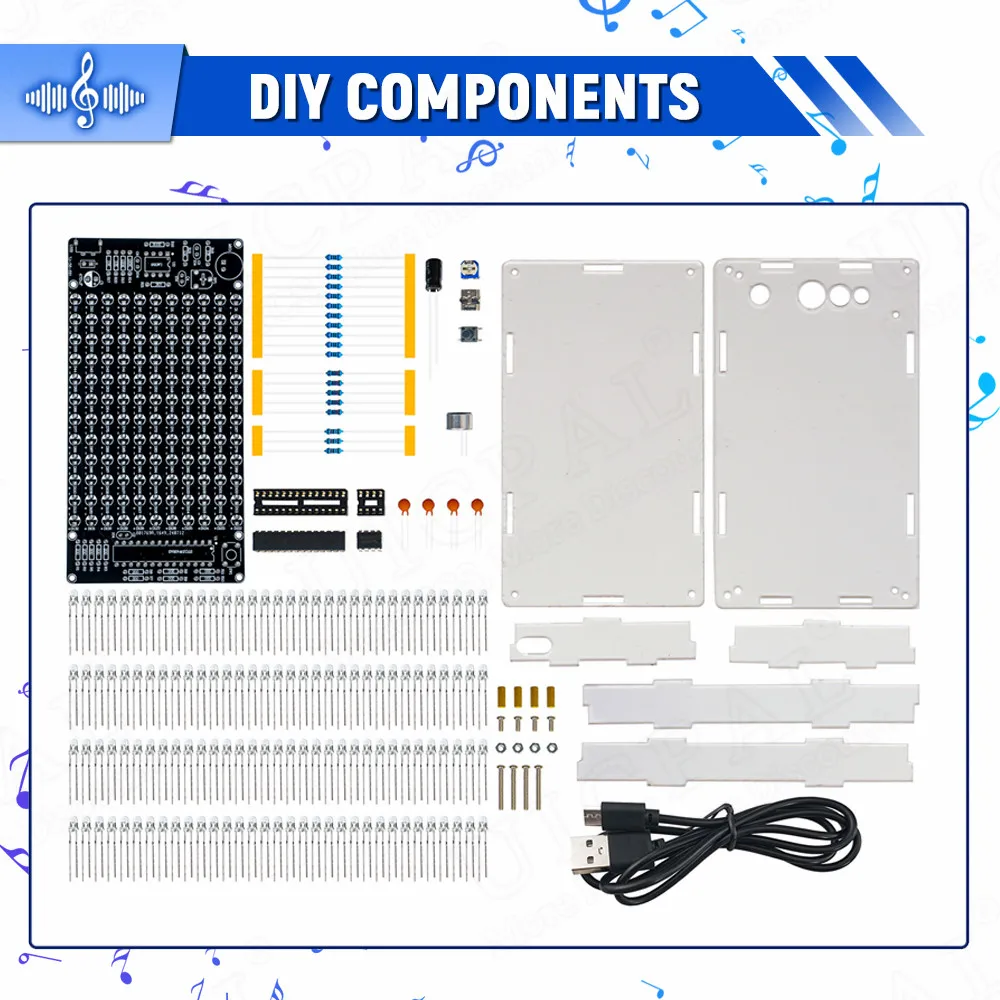 Diy Electronic Kit DIY Sound Control LED Music Electronic Kits Audio Frequency Display PCB Soldering Project Practice Solder