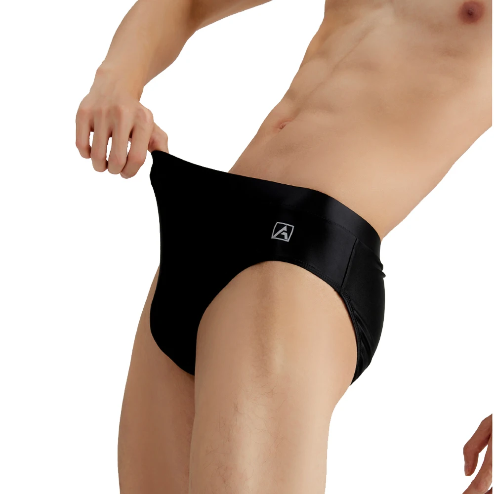 

AMORESY Men's Solid Color Shiny Glossy Stretch Ice Briefs Super Smooth Breathable Sports Underwear