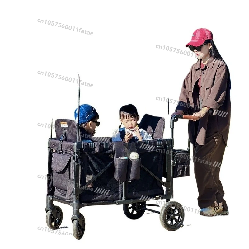 Twin Stroller, Second Child Outdoor Children Can Sit and Lie Down, Camper Can Be Pushed and Pulled, Foldable