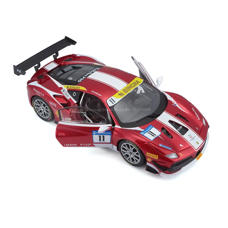 Bburago 1:24 Ferrari 2017 488 wyzwanie wyścigowy samochód luksusowy samochód wyścigowy odlewane samochody kolekcja zabawkowy Model prezent