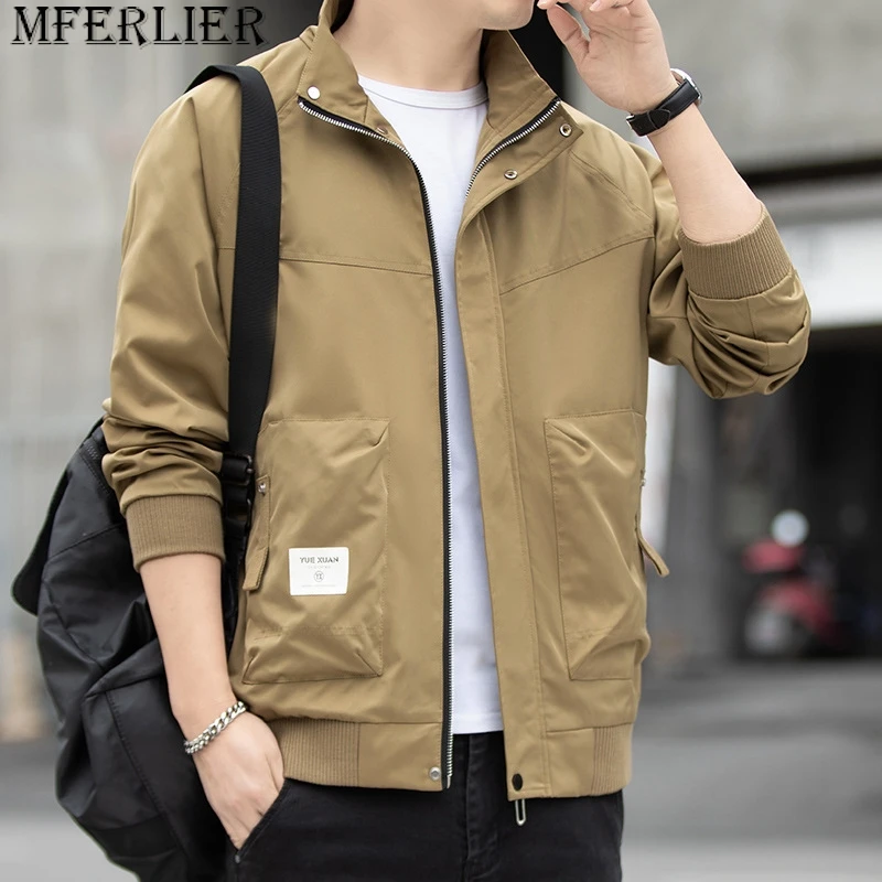 

Autumn Winter new men youth plus size fashion casual lapel work jacket stand-up collar jacket 8XL 7XL 6XL bomber jacket