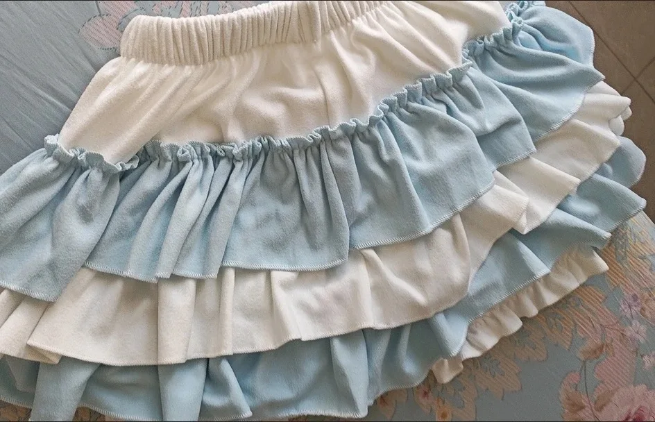 

Japanese Cute Cake Mini Skirt Women Autumn Contrast Color Elastic Waist A-line Fluffy Skirts Y2k Sweet Versatile Faldas