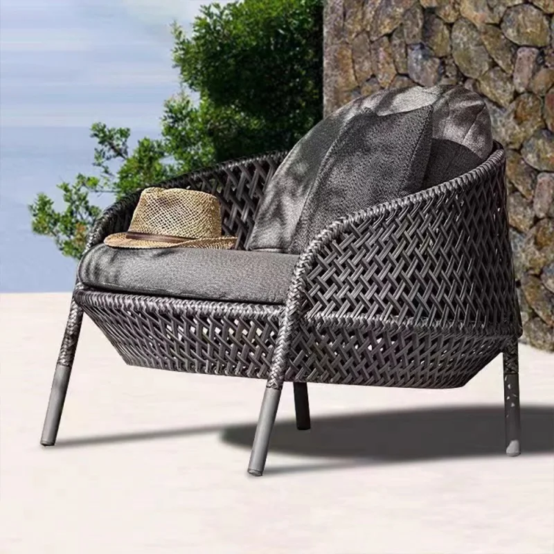 Outdoor Sofa Nordic Outdoor Designer Leisure Rattan Courtyard Garden Terrace Waterproof Sofa Chair Furniture