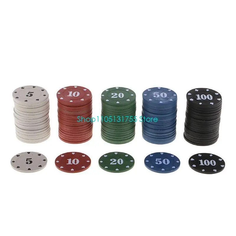 K0EF 100Pcs Round Plastic Chips Casino Card Game Baccarat Counting Accessories Entertainment Chip Entertainment