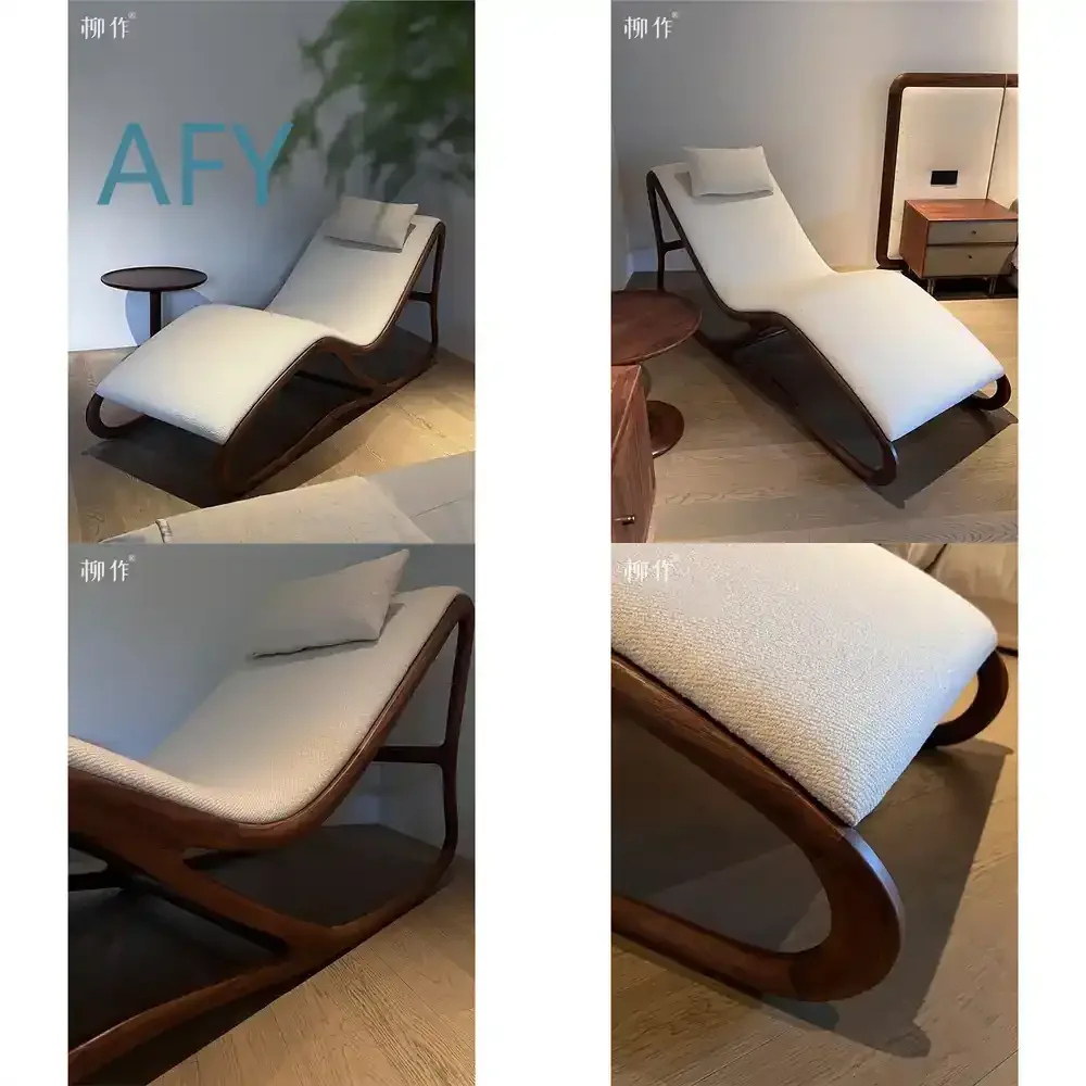 Liu Zuo New Chinese Style Solid Wood Lounge Chair for Living Room Sofa Rocking Chair Nordic Design Single Seater Lazy Chair