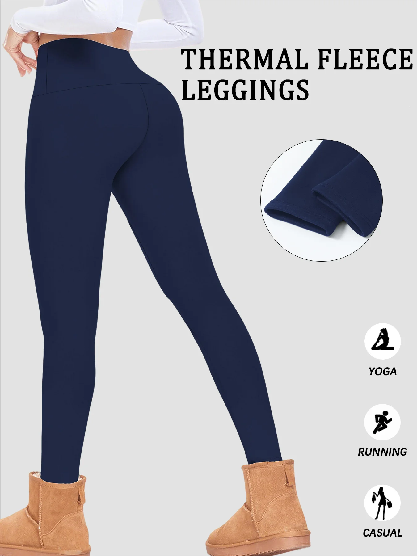 Leggings forradas de lã de cintura alta para mulheres, calças quentes térmicas grossas e macias para controle de barriga, treino, corrida, yoga, inverno frio