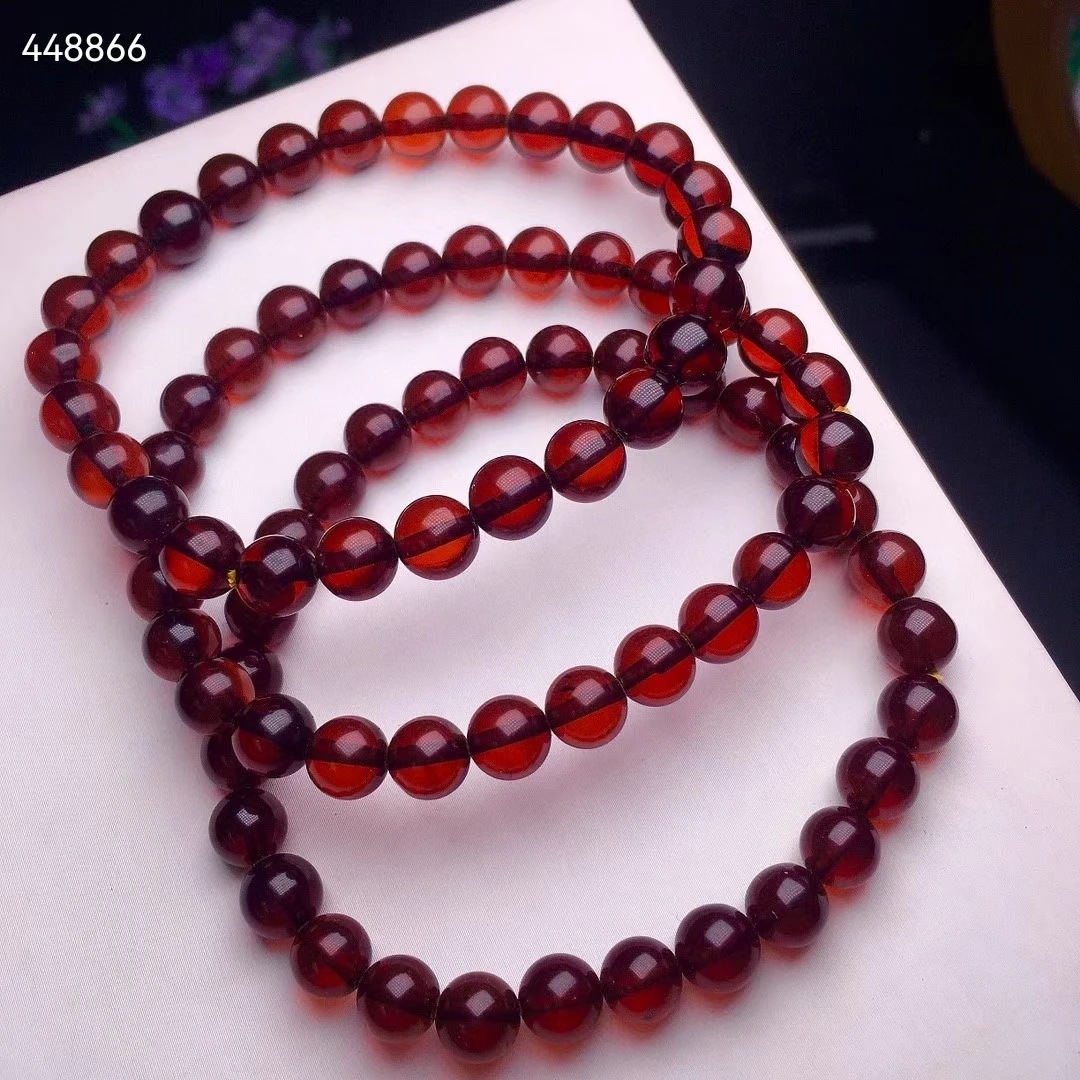 Imagem -02 - Rodada Beads Pulseira para Homens e Mulheres Sangue Vermelho Natural Âmbar Contas Claras Stretch Jóias mm Drop Shipping Aaaaaa