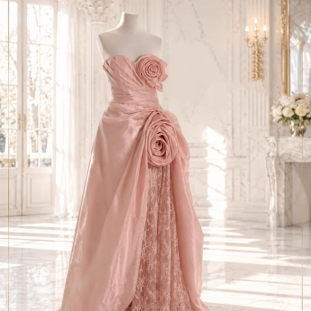 Maßgeschneidertes Formelles Abendkleid für Bankette Herzausschnitt A-Linie Spitze Lange Kleider Elegante Party-Hochzeitskleider Hohe Qualität