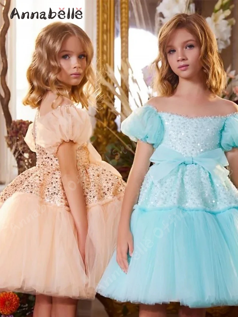 Annabelle Girl Wedding Party Dress Ball Gown Girls Party Dress Bateau News Fashion Dress Girl Birthday Party