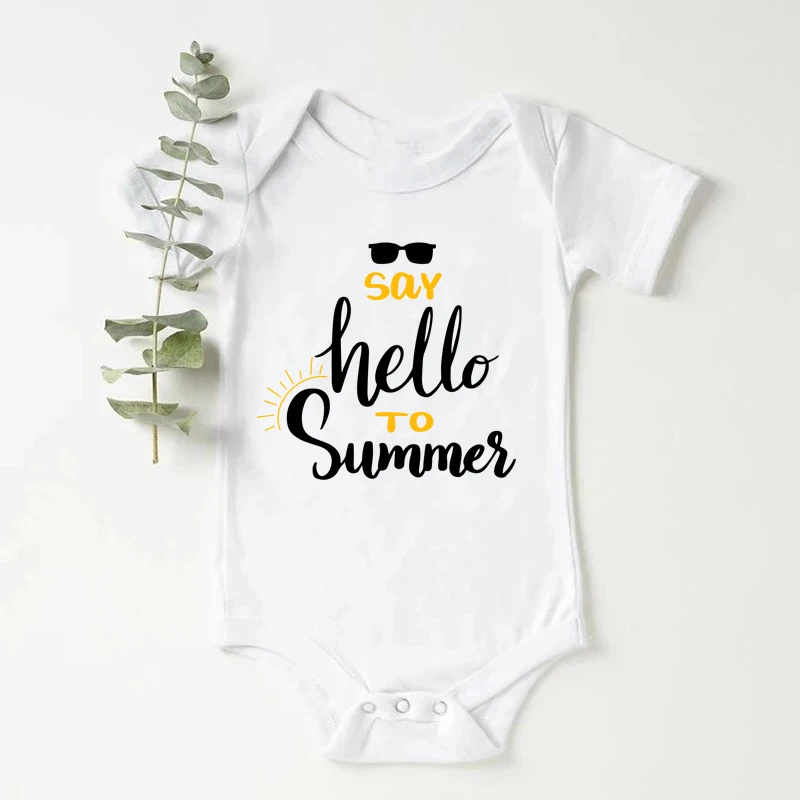 

Say Hello to Summer Baby Bodysuit Funny Body Baby Rompers Cotton Summer Short Sleeve Baby Boys Girls Clothes