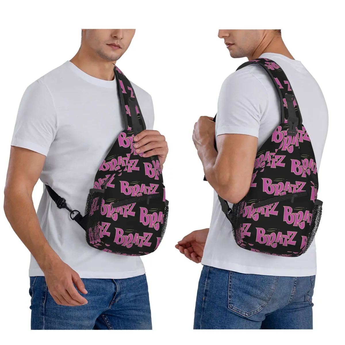 

Bratz Logo Chest Bag Men Sling Crossbody Backpack Chest Bag Traveling Hiking Daypack Shoulder Bag