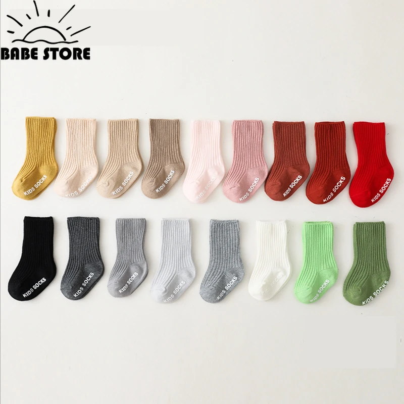 

Ins Baby Socks Kids Socks Vertical Stripe Baby-Socks Pit Strip Anti Slip Glue Kids Tube-Socks Loose Baby Floor-Socks New Born