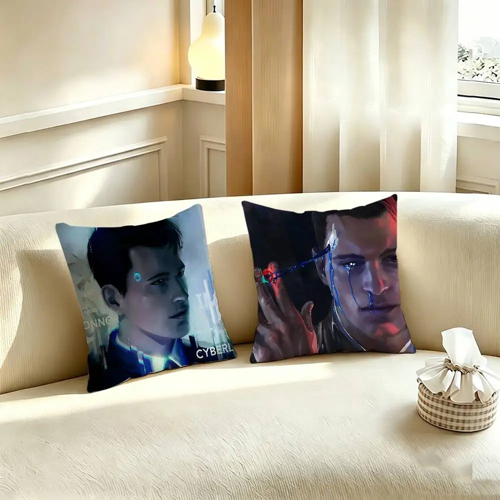 D-Detroit Become Human Game Polyester Printed Pillow Cover Square 30 35 40 45 50 55 cm Soft for Sofa Bed Car Home Decor