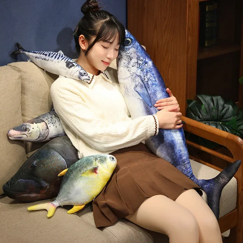 Simulation Fish Long Body Pillow 3d Animal Stuffed Cushion Cute Neck Sleeping Pillow Kawaii Chair Back Cushion Home Accessories