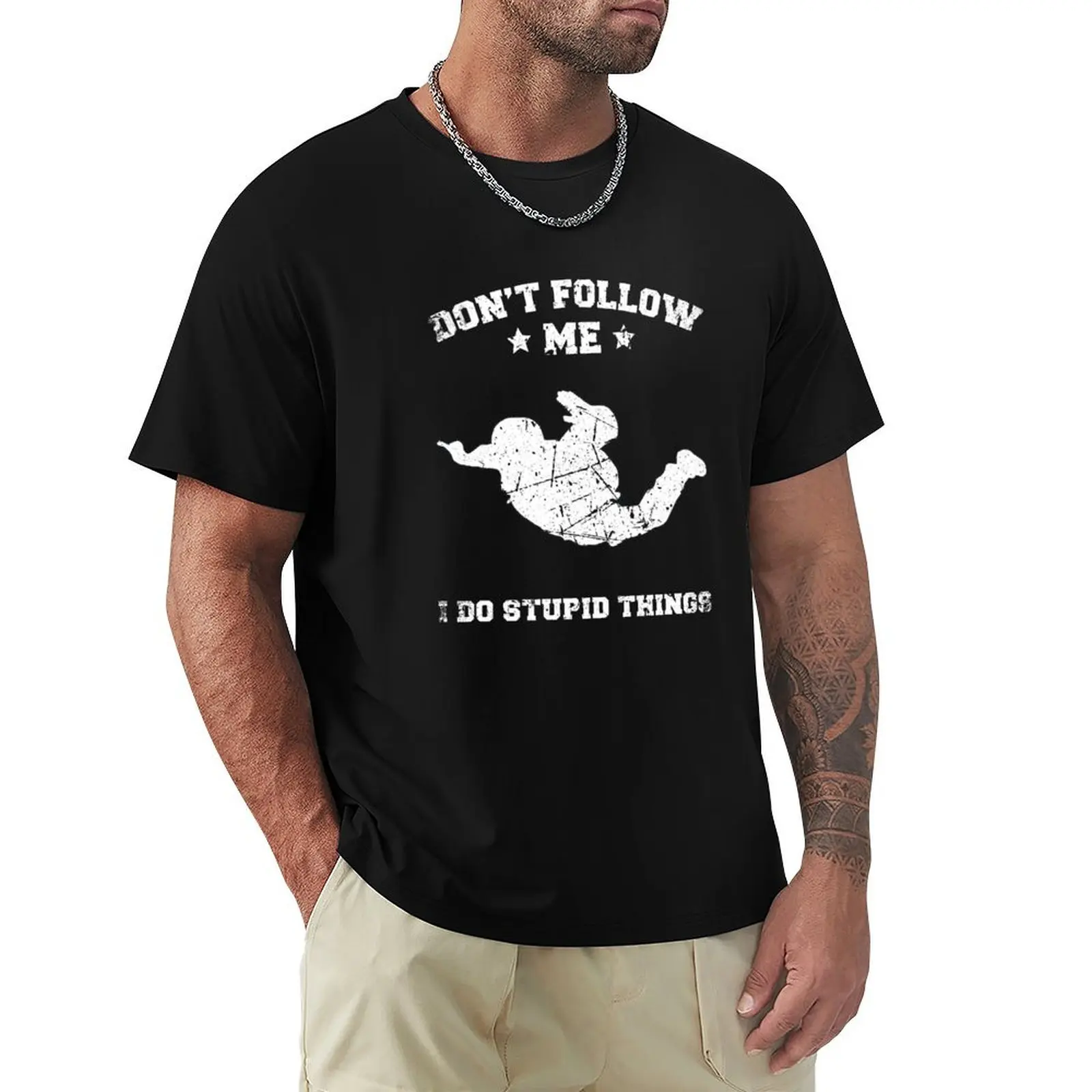 snow mobile riding Stunts Don't follow me i do stupid things T-shirt Short sleeve tee cute tops mens t shirts