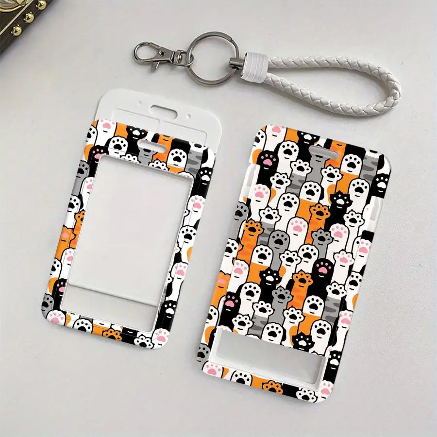 Cover Case 1Pc Card Holder Retractable Credit Card Holders Holders Child Bus with lanyard Badge Bank ID Cat Paws