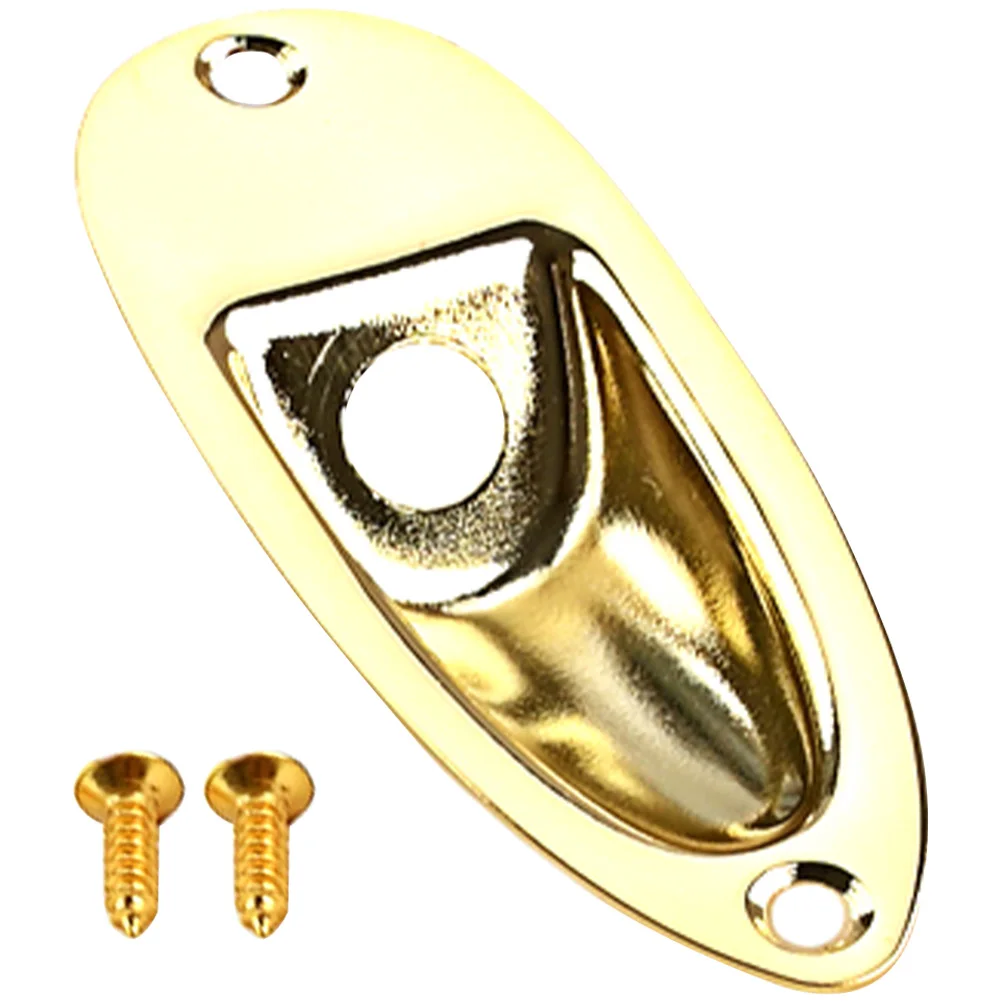 

1 set Guitar Jack Plate Electric Golden Socket Durable Metal Replacement Wear Resistant Accessory Sturdy Part Slight Curve Match