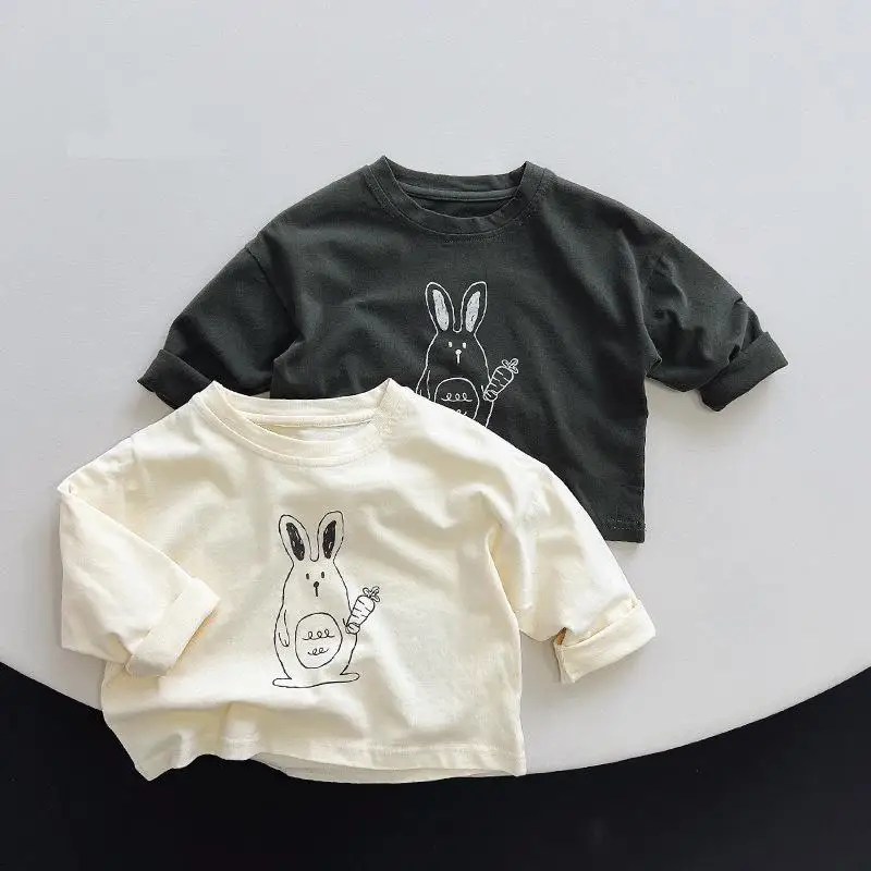 

2024 Autumn New Children Long Sleeve T Shirts Cute Cartoon Print T Shirt For Girls Boys Cotton Bottoming Tops Kids Clothes