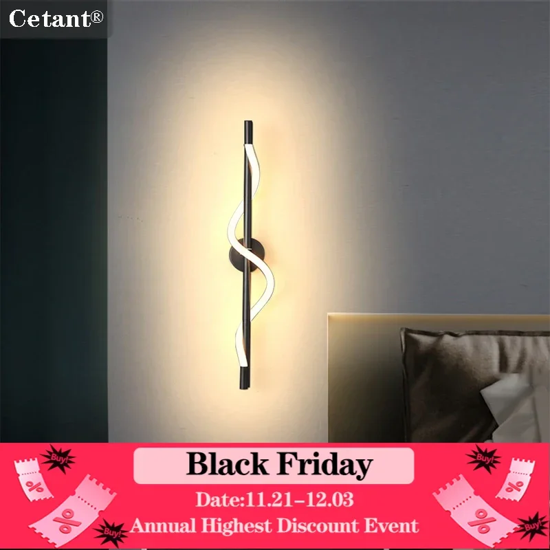 LED Wall Lamp 56/80CM Long Strip Lights Bedroom Bedside Living Room Corridor Hotel Vertical Black Gold Lamps Home Led Lighting