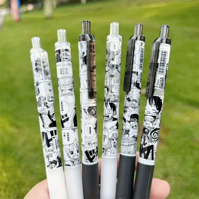 Jednoczęściowy Luffy żelowy długopis 0.5mm czarny tusz pióro neutralne ucznia Anime piszącego pióro atramentowe długopis kulkowy do szkoły materiały