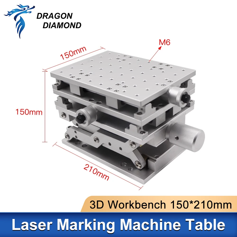 Plataforma elevadora de banco de trabajo de marcado 3D, eje XYZ, mesa móvil ajustable Manual de acero inoxidable, 210x150x150mm para máquina láser