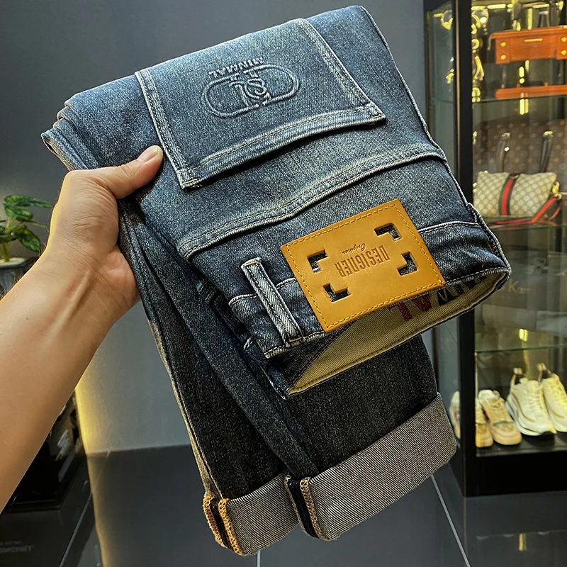 High-End Quality Men's Jeans Fall/Winter 2023 New Casual Pants Slimming Street Trend Slightly Loose Skinny Trousers