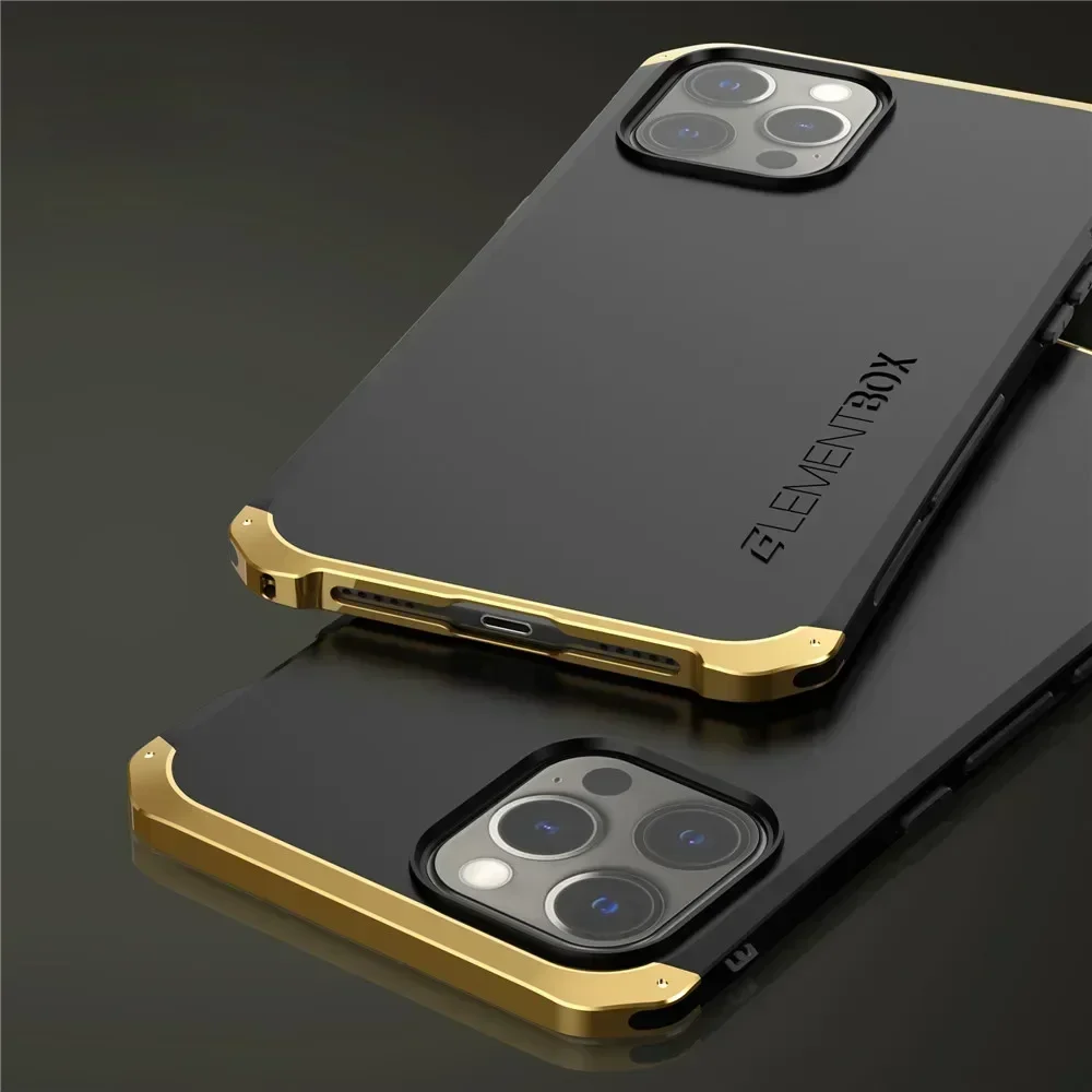 Shockproof Metal Armor Case for iPhone, Aluminum and PC Cover for iPhone 11 Xs, 12, 13, 14, 15, 16 Pro Max, 13 Mini, 14 Plus, Xr
